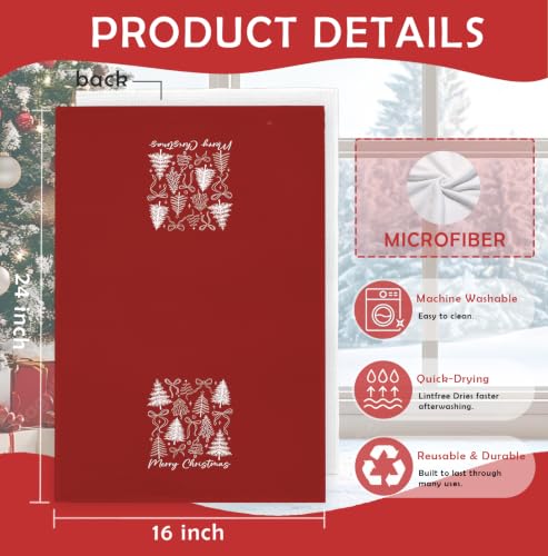 Ceosian Red Christmas Tree Kitchen Towel Set of 2 with Red Trees Pattern