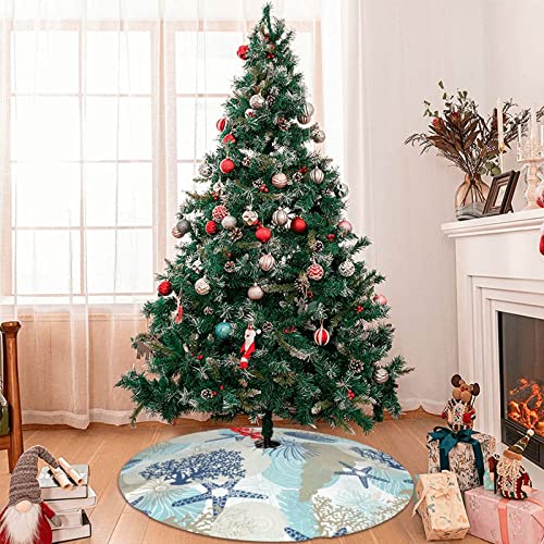 Subvcik Starfish Christmas Tree Skirt 36 Inch Holiday Decor Style6