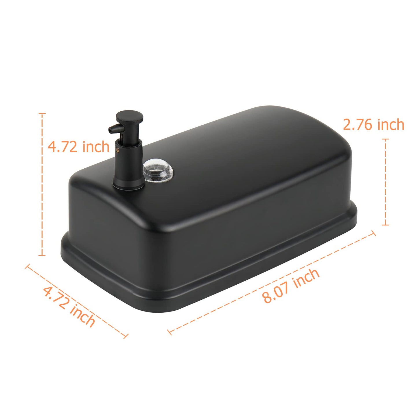 WEWBABY Soap Dispenser Wall Mount, 1000ml/33.8 fl.oz Bathroom Wall Mounted Soap Dispenser Black Metal Wall Soap Dispenser for Kitchen Restaurant
