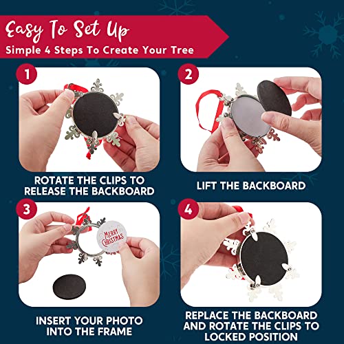 Joiedomi Christmas Photo Ornament, Snowflake Tree Decoration Photo Frame Family Ornaments with Red Gems for Christmas Decorations, House warmings