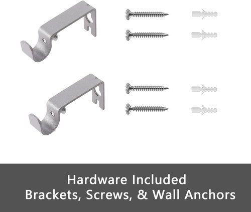 GXOACKJ Heavy Duty Metal Curtain Rod Set - Decorative Silver, 32-48 Inch with Brackets