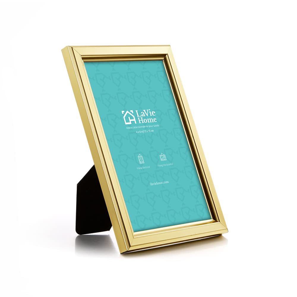 LaVie Home 4x6 Picture Frames (12 Pack, Gold) Simple Designed Photo Frame with High Definition Glass for Wall Mount & Table Top Display, Set of 12 Classic Collection