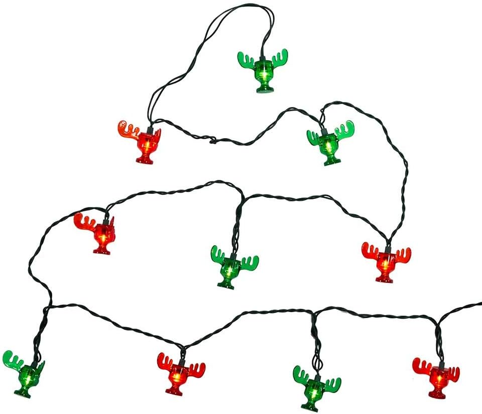 National Lampoon Moose Mug Light Set - 10-Count Red & Green Holiday Lights