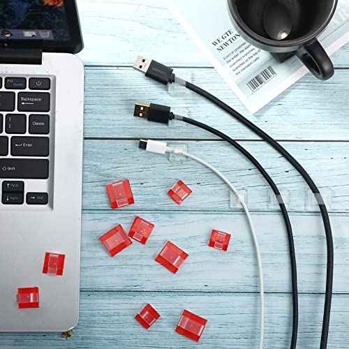 Maitys 60 Pieces Christmas Cable Clips with Adhesive, Heavy Duty Outdoor Garland Clips with Tapes, 3 Size Decoration Self Adhesive Strips Wire Hanging Holder for Fairy Light Garland(Clear)