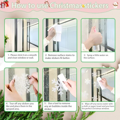 RUPOFUZA 274Pcs Reusable Double Sided Static Christmas Window Stickers Snowman Santa Snowflake Holiday Decals