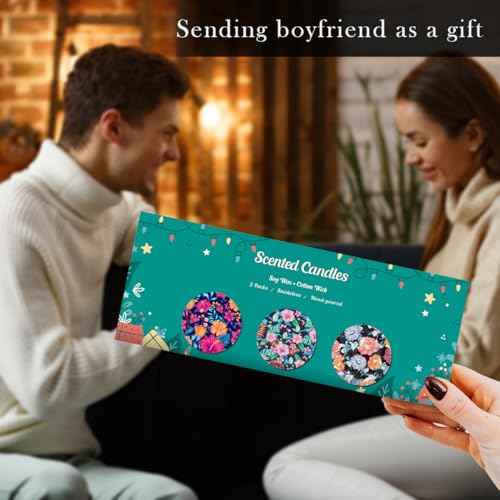 3 Pack Scented Candles Gift, 2.5 oz Aromatherapy Candles for Home Scented, Natural Soy Candles Stress Relief Gift for Women, Portable Small Jar Candles Set Gifts for Christmas, Birthday, Mother's Day