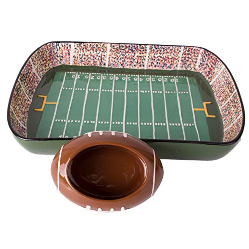 Football Stadium Ceramic Chip and Dip Serving Set for Game Day