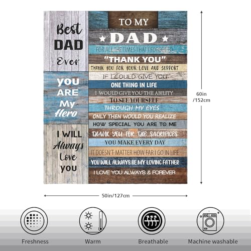 Christmas Dads Gifts, Gifts for Dad Xmas Throw Blanket 60" x 50", Dad Birthday Gift from Daughter/Son, Gifts for Dads Birthday, Father Bday Gift Ideas, Presents for Father from Kids