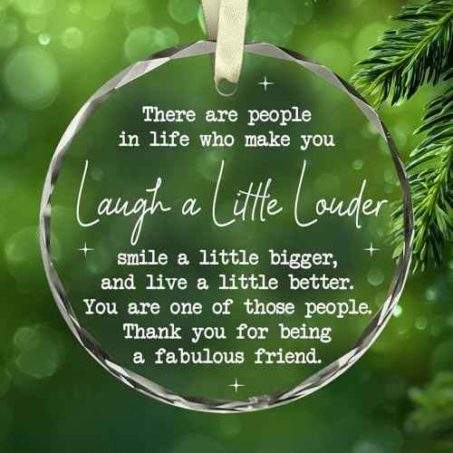 BSQUIELE Christmas Friendship Gifts for Women - Friend Ornament for Bestie, Friends, Sister - Friendship Day, Birthday Gifts Idea for Women, Female Friends - Glass Round Ornament
