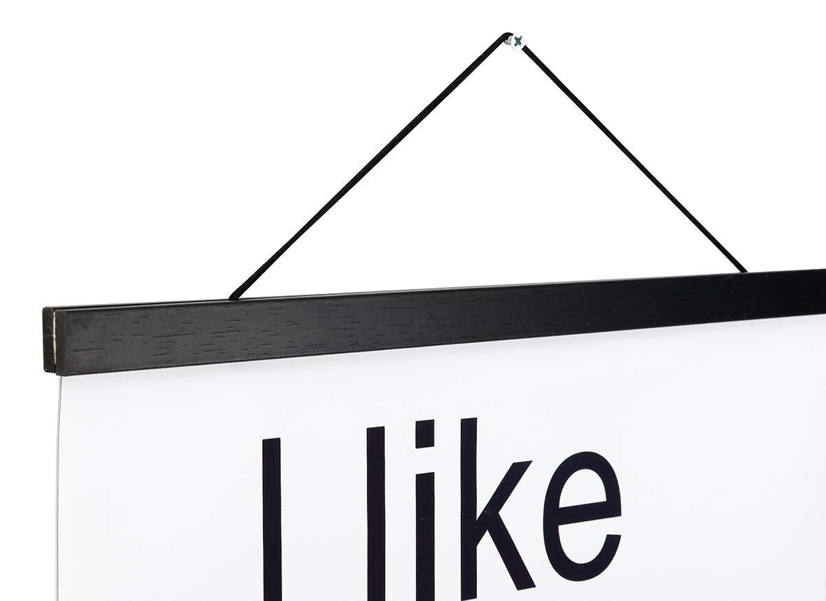 2 Pack Magnetic Poster Hanger Frame, 24x36 24x32 24x18 Light Wood Wooden Magnet Canvas Artwork Print Dowel Poster Hangers Frames Hanging Kit (Black, 24", 2 Packs)