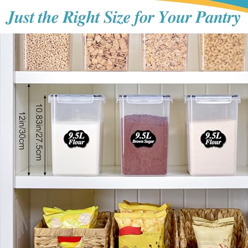Black 9.5L Food Storage Container Set for Flour & Sugar - Leakproof BPA-Free Kitchen Organizer