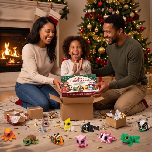 Christmas Advent Calendar for Kids with 24 Mini 3D Animal Figures & Fidget Toys