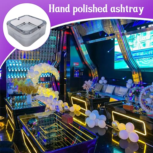 Crystal Glass Square Ashtray, Modern Style, Gray