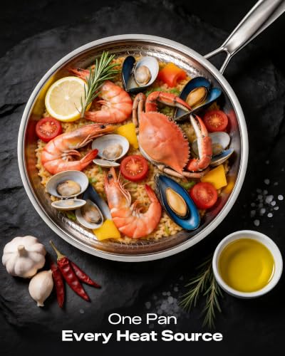 12 Inch Titanium Hammered Frying Pan with Lid - Nonstick & Oven Safe