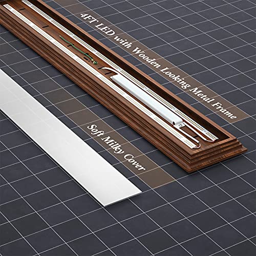FaithSail 4FT LED Ceiling Light Fixture with Wooden Frame, Dimmable 3000K/4000K/5000K, 50W Flush Mount for Kitchen, Bedroom, Laundry