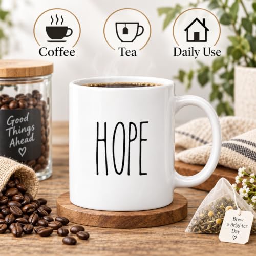 Andaz Press Hope Mug 11oz - Rustic Farmhouse Ceramic Coffee Tea Cup in Gift Box