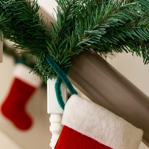codree 100 Pcs Fuzzy Christmas Garland Ties, 11.8" Flexible Banister Decorative Twist Ties, Reusable Chenille Stems Holiday Knotted Garland Tie for Xmas Mantel Banister Stair Home Decor Craft Wrapping