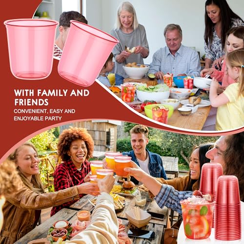KesaPlan 50Pcs Red 12oz Disposable Plastic Party Cups – Wine Cocktail Cups