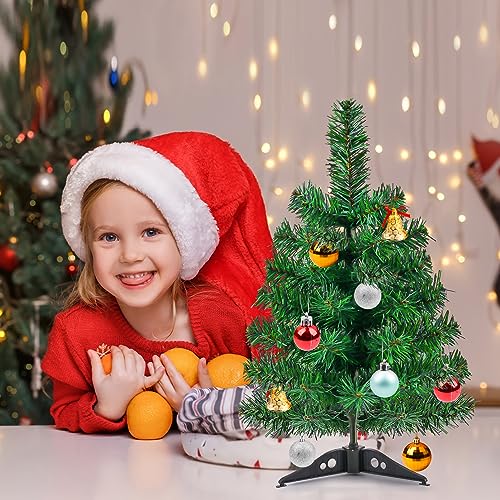 17.7Inch Artificial Christmas Tree Green Tabletop Christmas Tree with Plastic Stand Mini Xmas Pine Tree for Indoor Outdoor Holiday Home Decoration