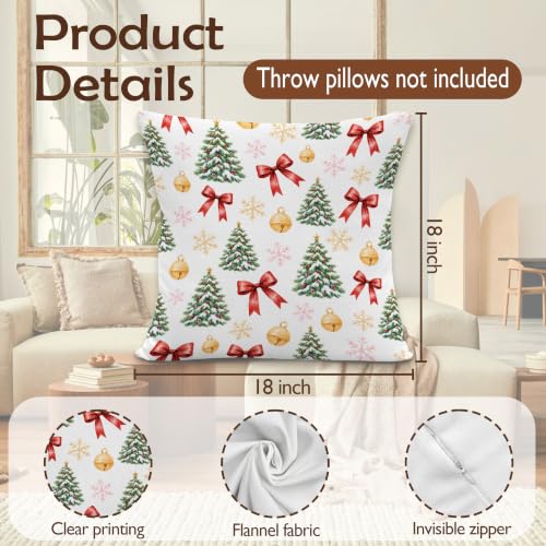 Lengues Christmas Red Bow Pillow Covers 18x18 Set of 2 Xmas-16