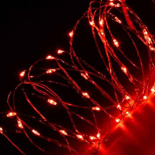 Battery Operated String Lights, Led String Lights with 8 Flashing Modes and 8-16 Hours Timer(1Pcs,Red)