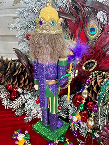 Mardi Gras King Wooden Nutcracker Christmas Decoration 14 Inch Santa's Workshop