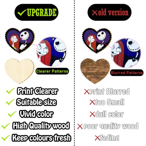 36 PCS Halloween Christmas Jack Sally Wooden Hanging Ornaments for Tree, Wood Nightmare Christmas Tree Decorations Before Spooky Decor Indoor Home Party Gifts