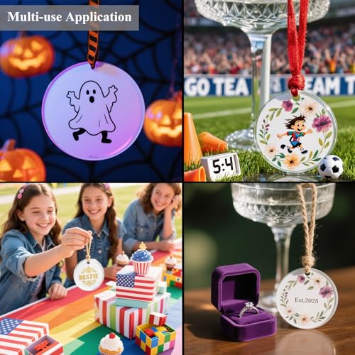 Sublimation Glass Ornaments Blank 30 PCS 4 Inch Christmas Round