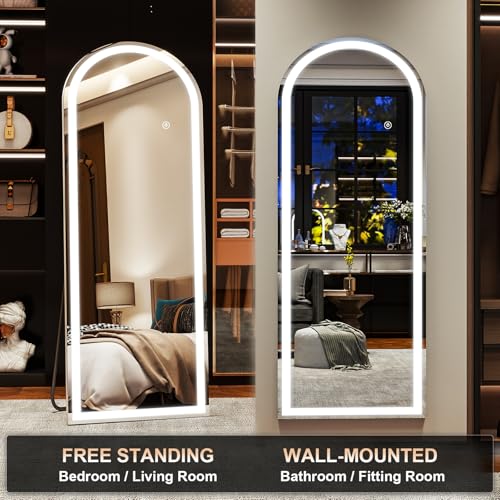 XRAMFY LED White Arched Full Length Mirror - 21“ x 64” Adjustable