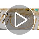 WELLIFE Clear Plates with Gold Trim 600-Piece Party Dinnerware Set - Service for 100, Includes Plates and Silverware, Variation: Clear Gold/600