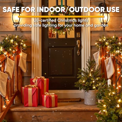 50-Count White Christmas Lights with Green Wire, 13FT Incandescent Bulbs Mini String Lights Connectable for Indoor, Christmas Tree, Outdoor, Classroom, Party, Garland, Xmas