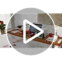 VaeFae Teak Bathtub Tray Expandable Wooden Tub Caddy Non-Folding - Teak Wood