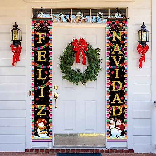 Feliz Navidad Decorations Mexican Christmas Porch Banner Feliz Navidad Welcome Sign Mexican Christmas Decorations and Supplies for Home Party
