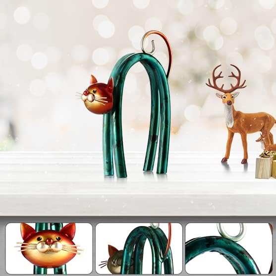 Modern U-Shaped Cat Metal Sculpture - Unique Cat Figurine for Home & Office Decor, Perfect Gift for Cat Lovers