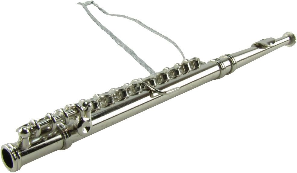 Miniature Silver Flute Ornament - Realistic Musical Instrument Decor by Treasure Gurus