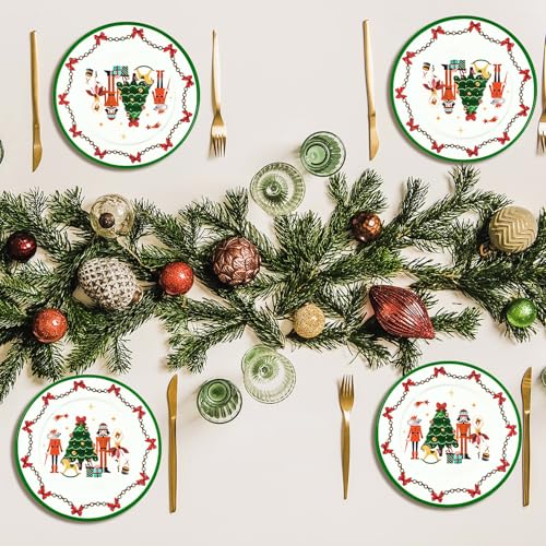 Nutcracker Christmas Dinner Plates Set of 4, 9-Inch Ceramic Holiday Tableware