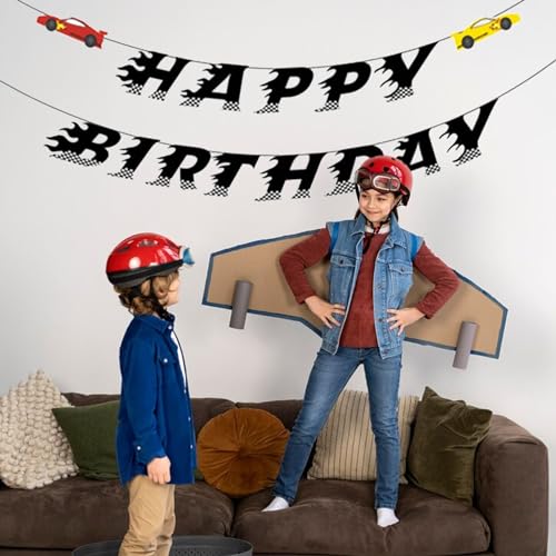 GLASNES Race Car Birthday Banner 6.3 x 4.7 in - Colorful Party Decorations
