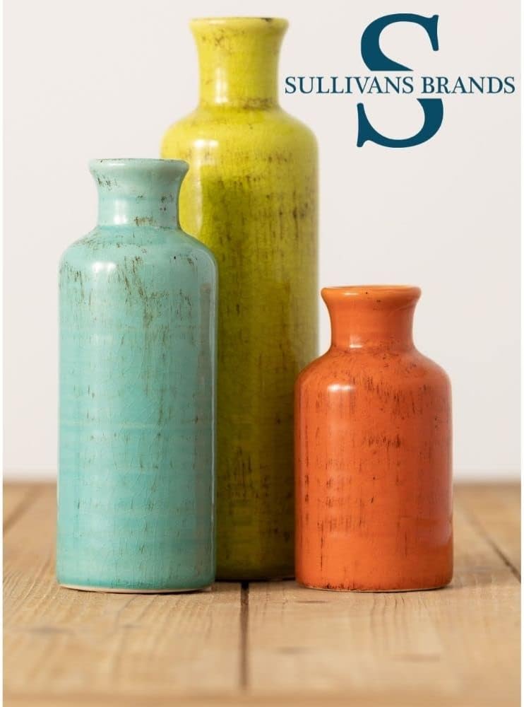 Red Vase Set - Boho Farmhouse Decor for Kitchen, Bedroom & Living Room - CM2407