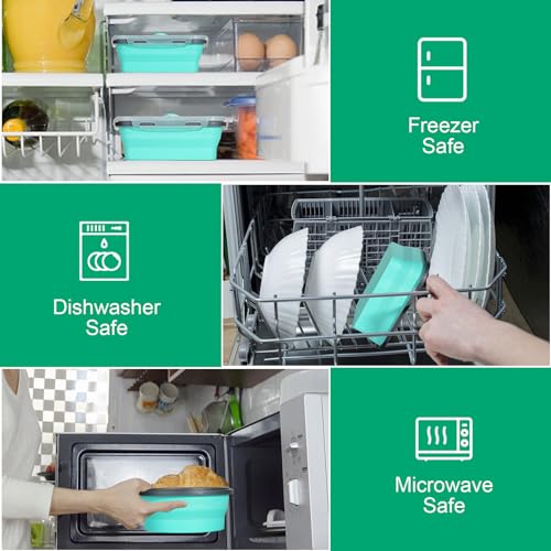 Sudaya 8 Pack Collapsible Food Storage Containers Set with Lids - Silicone Space-Saving Bowls for Travel and Camping