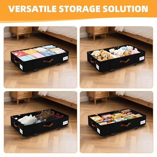 Under Bed Storage with Wheels - Large Capacity Closet Organizer for Clothes Shoes Toys