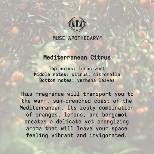 Muse Apothecary Odor Eliminator Spray - Active Furniture & Bathroom Deodorizer - 4oz Mediterranean Citrus Essential Oil