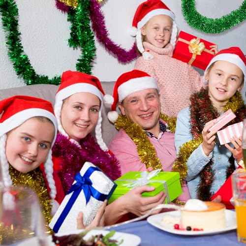 50 Feet Green Christmas Tinsel Garland, Metallic Foil Twist Banner Wall Hanging Tinsel Streamers Backdrop for Parade Floats, Christmas, Mother's Day, Birthday Party Decorations(2in x 50ft)