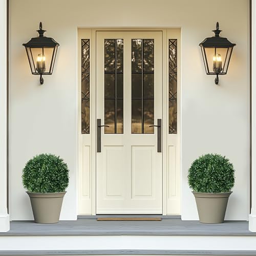 Artificial Boxwood Topiary Ball Tree Set of 4 with Ground Spikes - 16x16x23 Inches - Outdoor & Indoor Decor