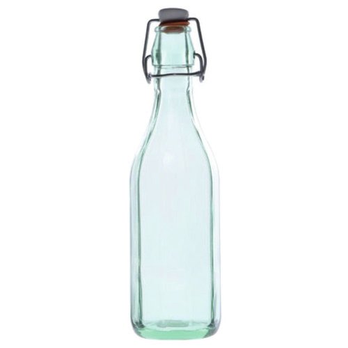 Amici Home Faceted Hermetic Glass Drink Bottle, 17 Oz - Single Octagonal Beverage Container with Airtight Cap - Italian Clear Glass for Water, Juice, Tea, Milk & Cocktails - BPA Free, Dishwasher Safe