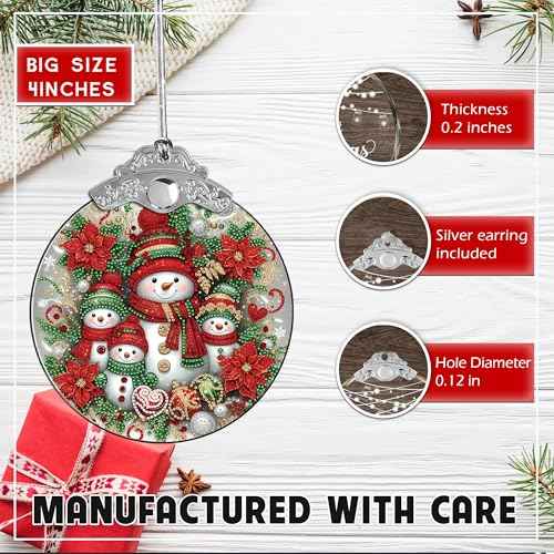 Stained Glass Effection Snowman Ornament, Christmas Sun Catchers, Family Xmas Ornaments, 2025 Christmas Ornament, Christian Gift for Women, White Elephant Gifts for Adults, Gifts for Coworkers