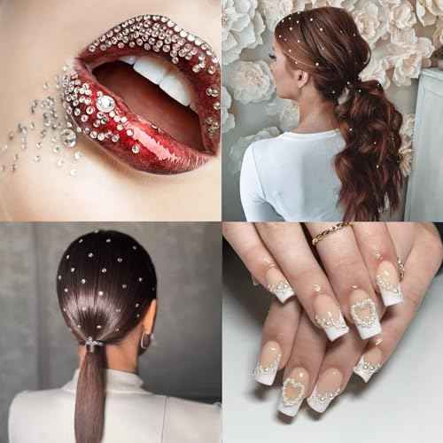 2100 Pcs Self Adhesive Rhinestones Face Gems Jewels for Makeup Pearl Eye Gems Stick On, Rainbow & Clear Flatback Rhinestones Pearl Stickers Hair Body Jewels Nail Art Christmas Craft Diy Festival Party