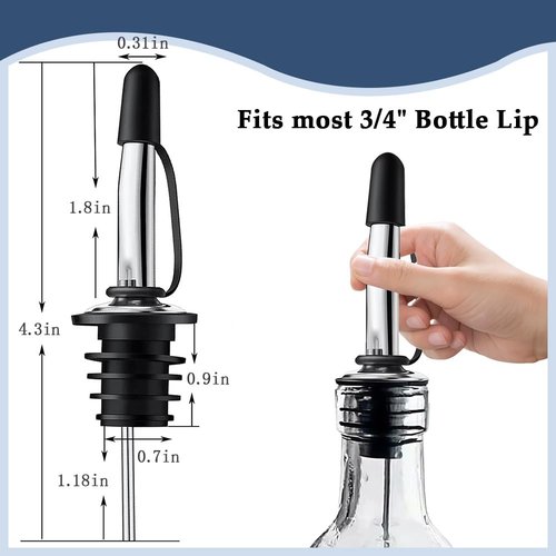 12 Pack Leak-Proof Dust Cap Wine Pourers,Stainless Steel Bottle Pourers for Alcohol, Olive Oil & Syrups- Fast, Controlled Pouring,Bar & Home Kitchen Accessories