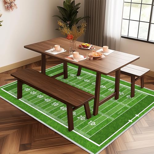 Green 5x7 Football Field Area Rug - Non-Slip Indoor Carpet for Living Room