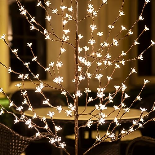 Lighted Cherry Blossom Tree Set - 4ft, 5ft, 6ft with Warm White LEDs - Year-Round Decor