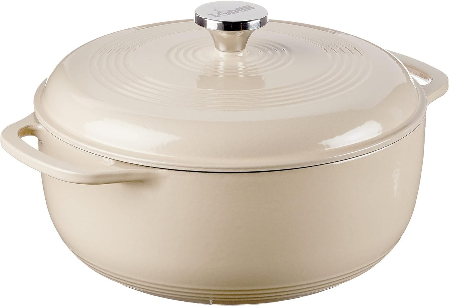 Lodge 4.5 Quart Enameled Cast Iron Dutch Oven with Lid – Dual Handles – Oven Safe up to 500° F or on Stovetop - Use to Marinate, Cook, Bake, Refrigerate and Serve – Sandalwood
